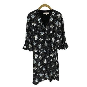 Loft Black Floral Polka Dot Romper 6